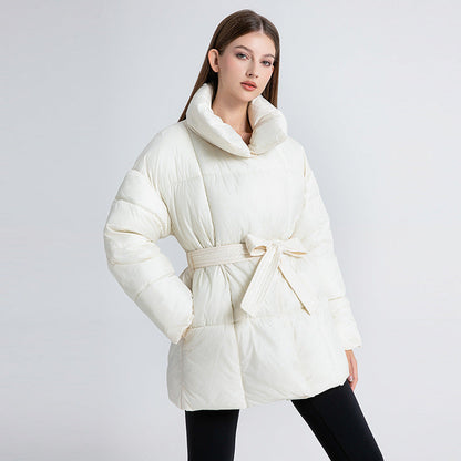 Damen Steppjacke mit hohem Kragen und Taillengürtel, warm gefüttert