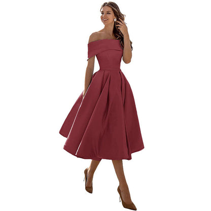 Elegantes Damen-Cocktailkleid mit schulterfreiem Design für festliche Anlässe