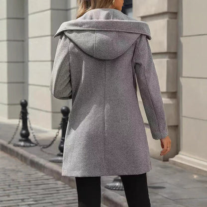 Damen Kurzmantel mit Reverskragen Zweireihig Taschen
