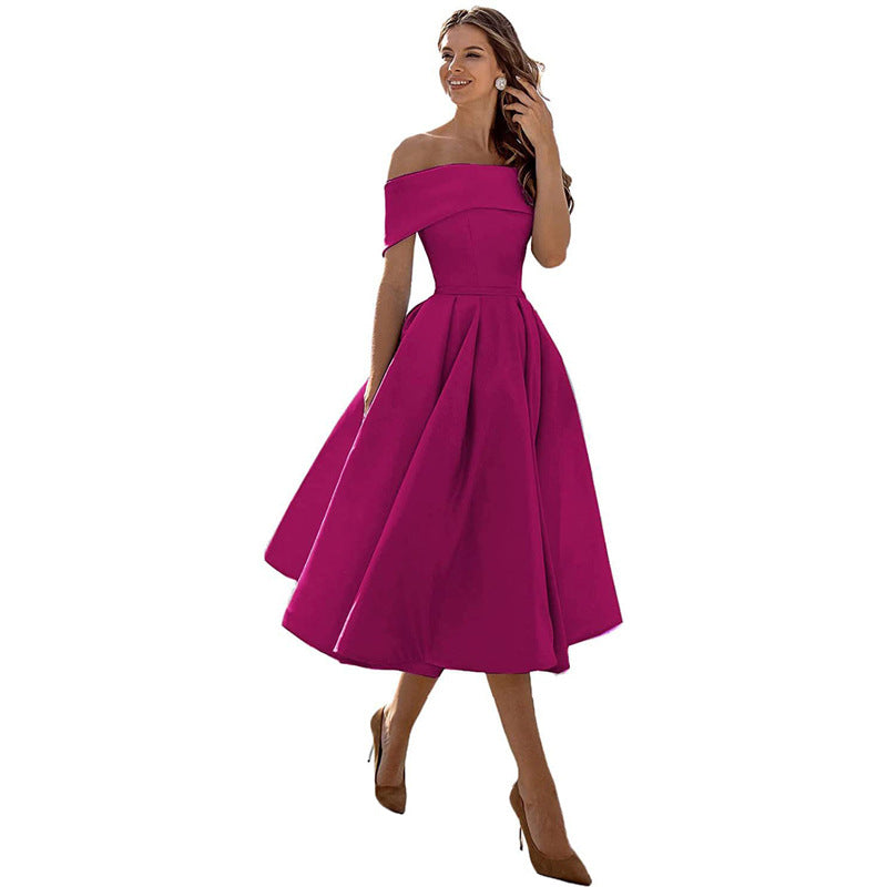Elegantes Damen-Cocktailkleid mit schulterfreiem Design für festliche Anlässe