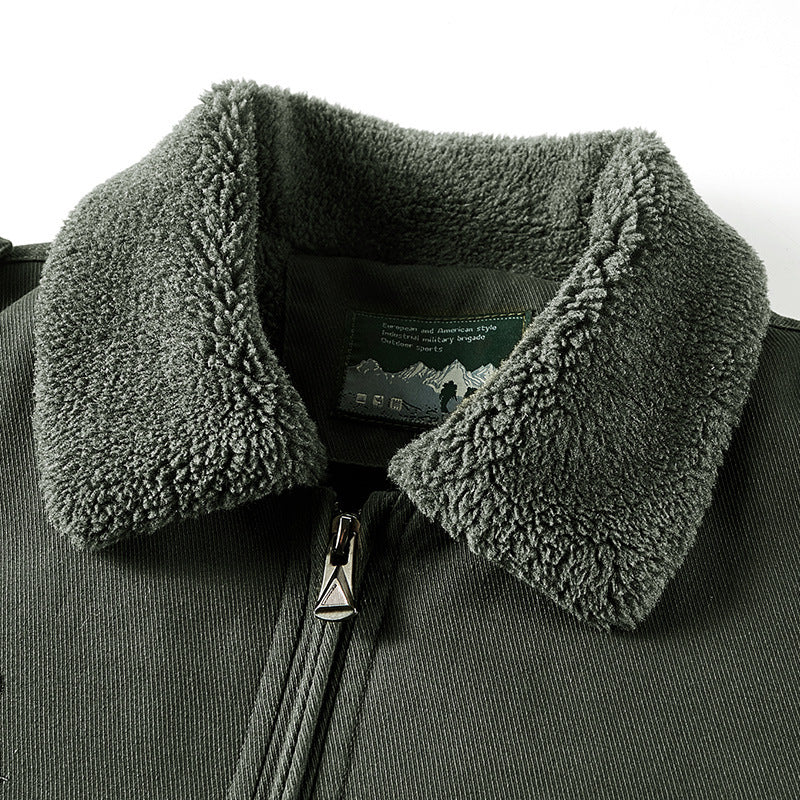 Herren Winterjacke Bomberjacke mit Teddyfutter Olivgrün