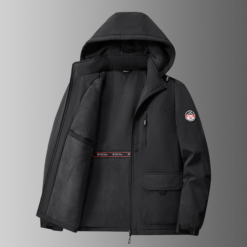 Herren Winterjacke mit Kapuze und Fleecefutter