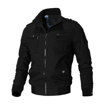 Herren Bomberjacke Freizeitjacke mit Stehkragen und mehreren Taschen