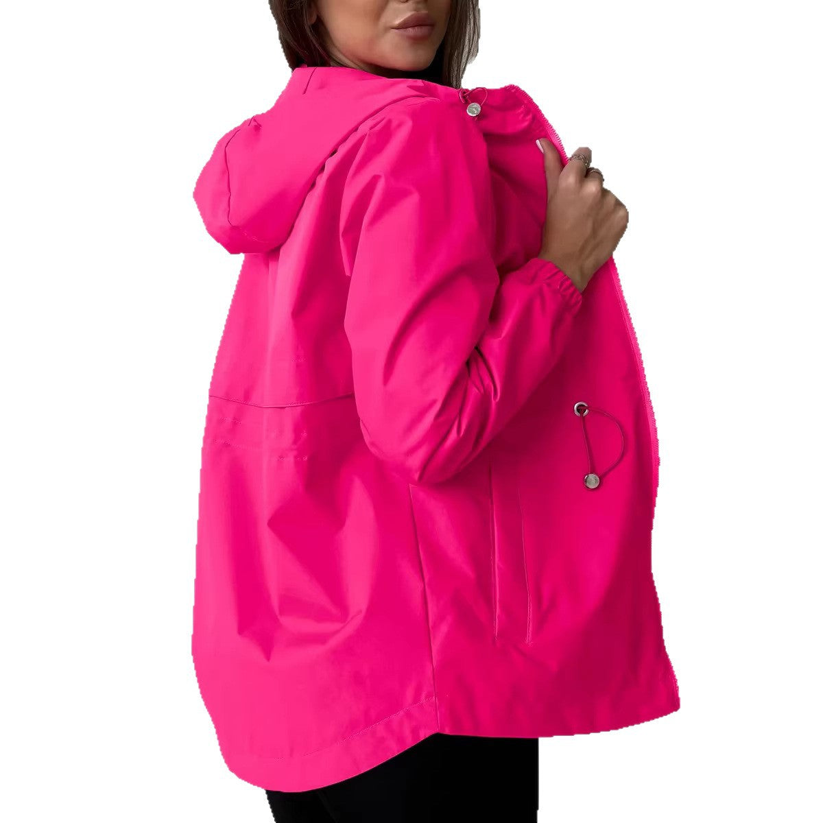 Damen Jacke mit Kapuze und Kordelzug in der Taille, Leichte Übergangsjacke