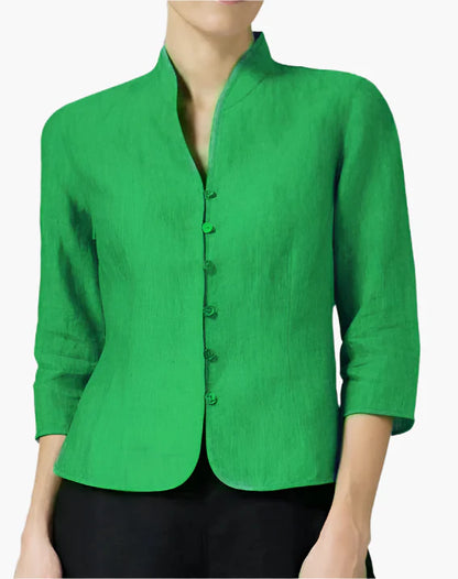 Damen Blazer Stehkragen Elegant Business Freizeitjacke – Zeitloser Style für Büro & Alltag