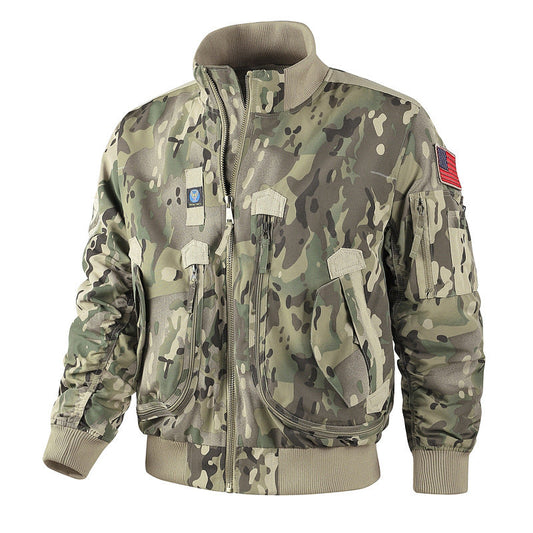 Bomberjacke mit Stehkragen und mehreren Taschen – Tarnmuster