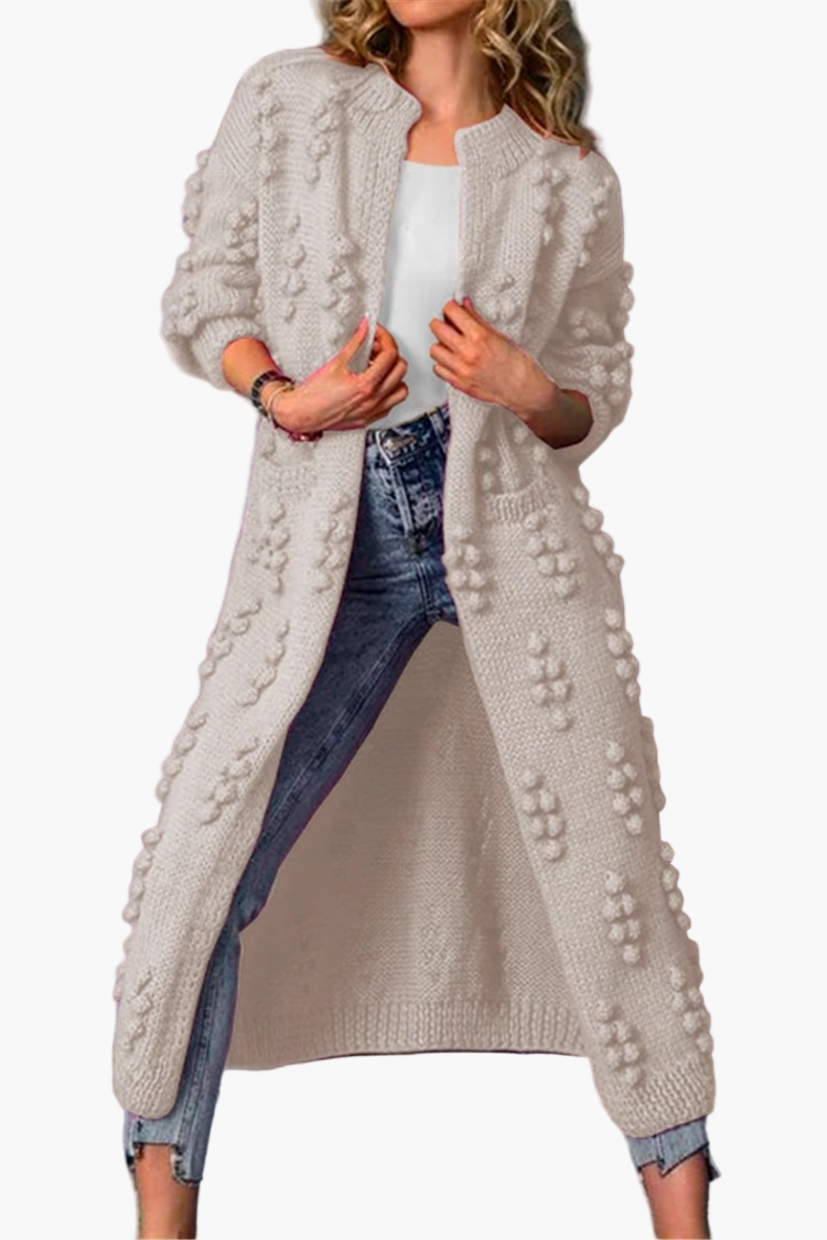 Damen Strickmantel Lang – Modischer Cardigan mit Struktur und Komfort für Alltag & Freizeit