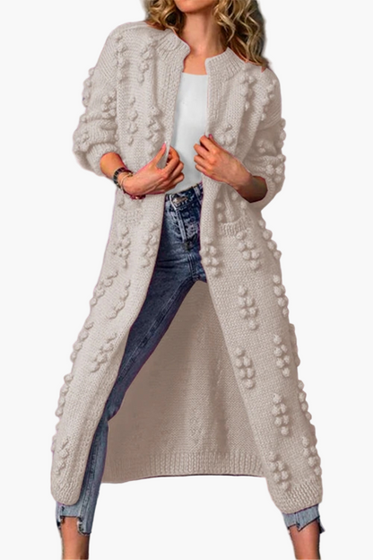 Damen Strickmantel Lang – Modischer Cardigan mit Struktur und Komfort für Alltag & Freizeit