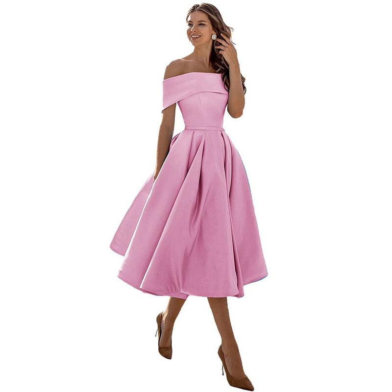 Elegantes Damen-Cocktailkleid mit schulterfreiem Design für festliche Anlässe