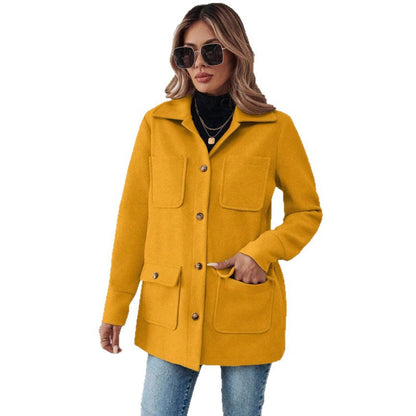 Damen Shacket Hemdjacke mit Kragen und Pattentaschen
