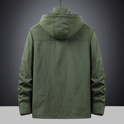 Herren Outdoor Jacke mit Kapuze & vielen Taschen, leichte Übergangsjacke