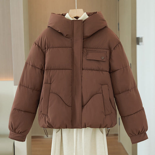 Gesteppte Damen Winterjacke mit Kapuze und Reißverschluss