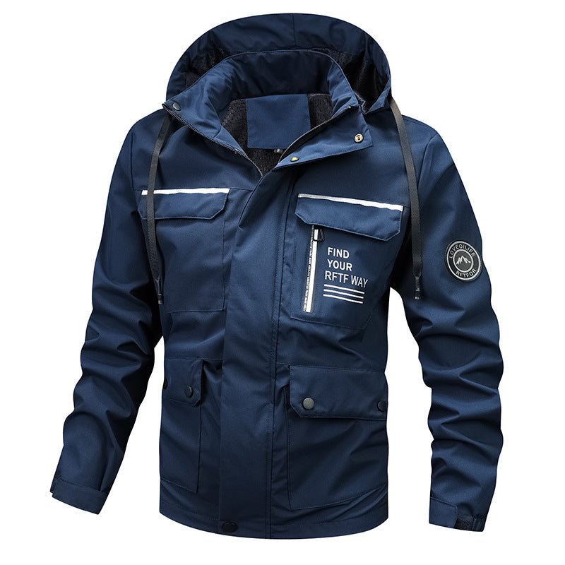 Herren Outdoor Jacke mit Kapuze & Brusttaschen, Windjacke