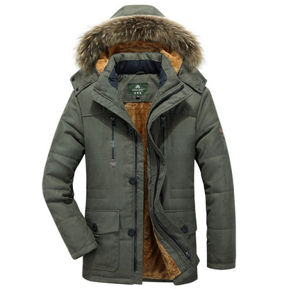 Herren Winterparka mit abnehmbarem Kunstfellkragen und weichem Futter