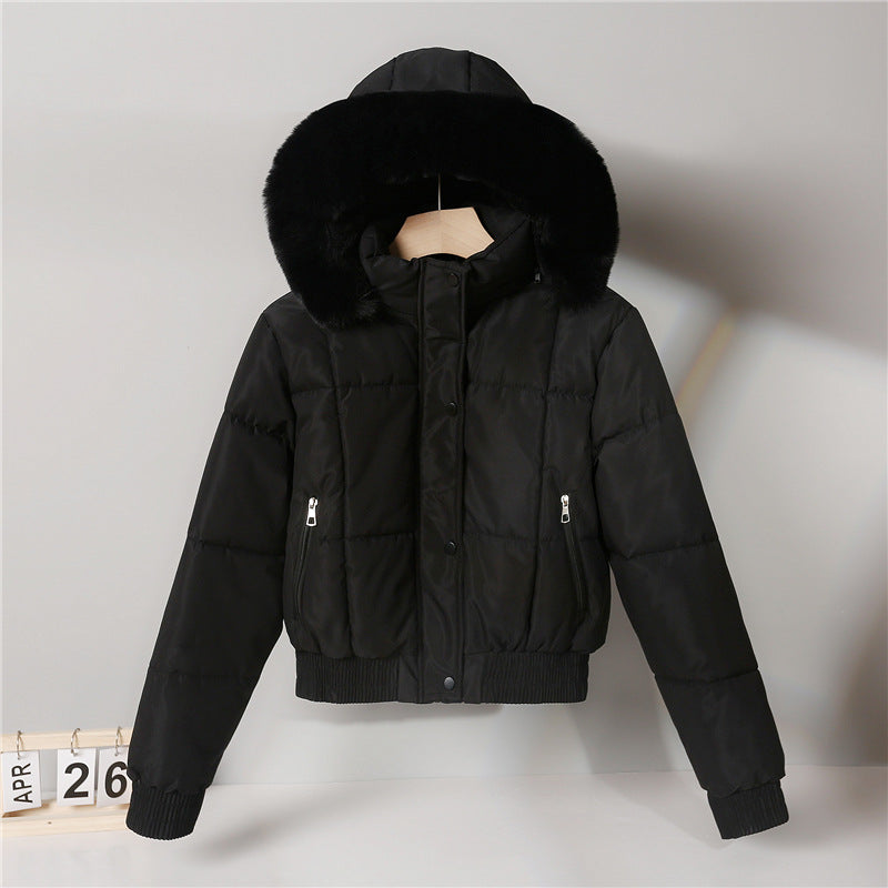 Damen Steppjacke mit Kapuze und Kunstfellbesatz, Kurz geschnitten