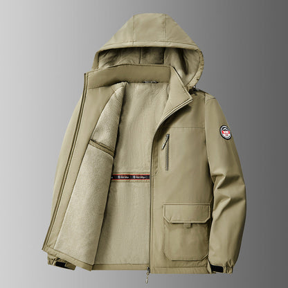 Herren Winterjacke mit Kapuze und Fleecefutter