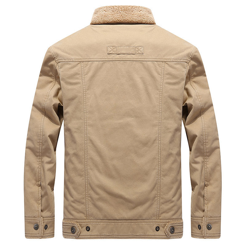 Herren Worker Jacke mit Teddyfutter, Umlegekragen & Knöpfen, Robuste Winterjacke