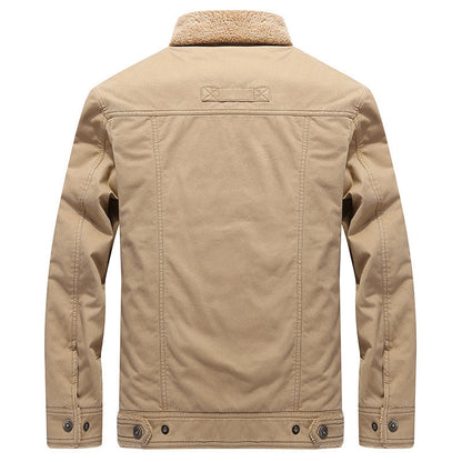 Herren Worker Jacke mit Teddyfutter, Umlegekragen & Knöpfen, Robuste Winterjacke