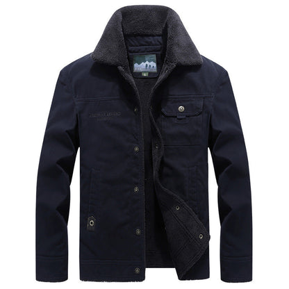 Herren Worker Jacke mit Teddyfutter, Umlegekragen & Knöpfen, Robuste Winterjacke