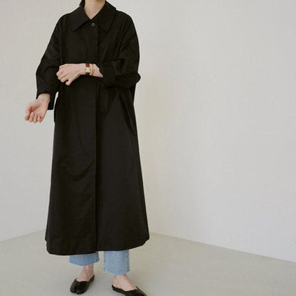 Langer Damen Trenchcoat Oversize mit Knopfleiste