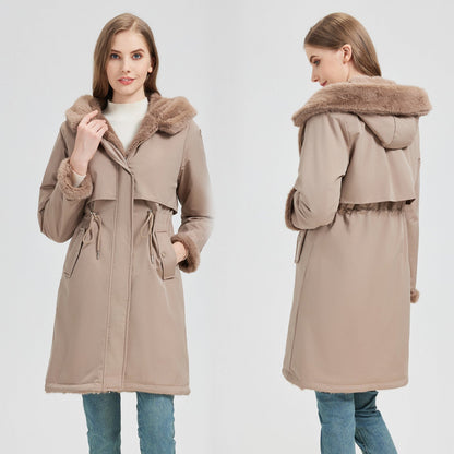 Damen Winterparka mit Kapuze und weichem Futter