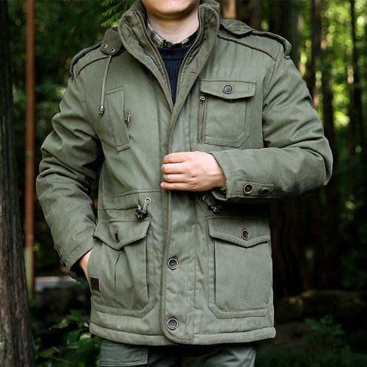 Herren Winterjacke mit Kapuze und vielen Taschen
