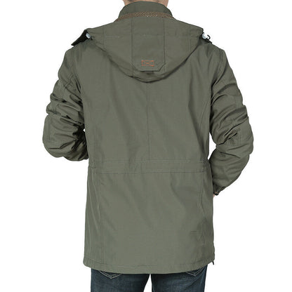 Herren Winterjacke mit Kapuze, warm gefüttert, olivgrün