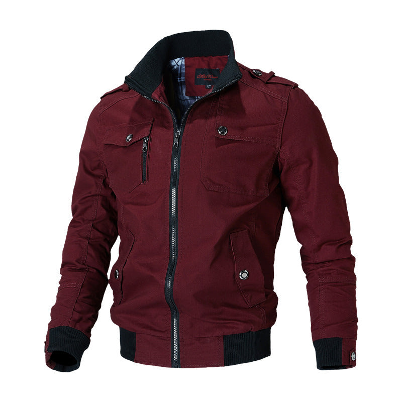 Herren Bomberjacke Freizeitjacke mit Stehkragen und mehreren Taschen