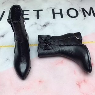 Damen Stiefeletten mit Schleife und Zopfmuster Applikation