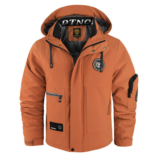 Herren Jacke mit Kapuze & Reißverschluss orange-braun