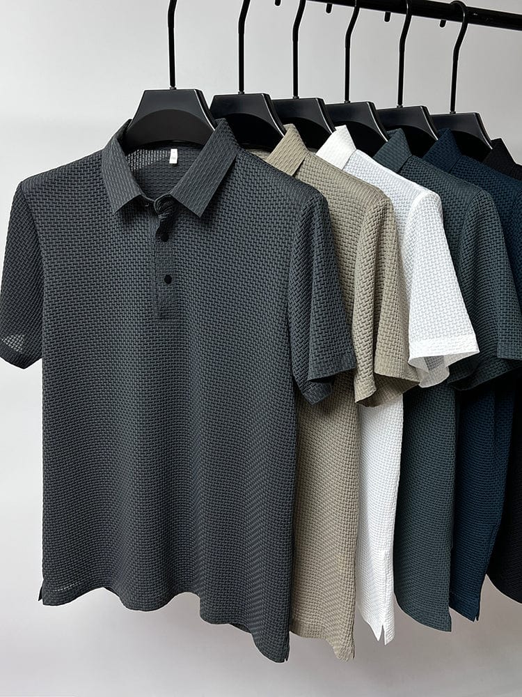 Herren Polohemd mit Strukturmuster – Eleganter Freizeitstil für Sommer, Sport & Alltag
