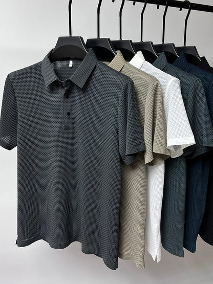 Herren Polohemd mit Strukturmuster – Eleganter Freizeitstil für Sommer, Sport & Alltag