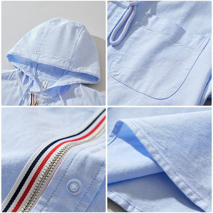Herren Freizeit Kapuzenhemd – Leichtes Langarm Overshirt für Alltag & Reisen