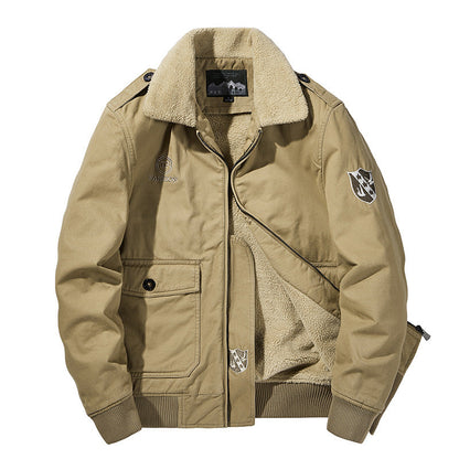 Herren Winterjacke Bomberjacke mit Teddyfutter Olivgrün