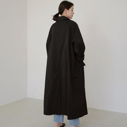 Langer Damen Trenchcoat Oversize mit Knopfleiste