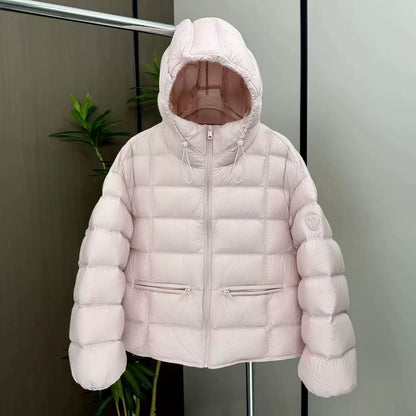 Gesteppte Damen Pufferjacke mit Kapuze und Reißverschlüssen