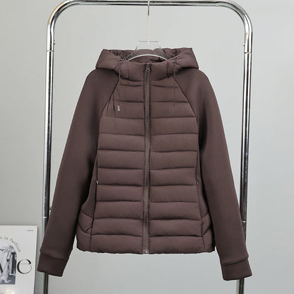 Damen Steppjacke mit Kapuze und Ärmeln aus weichem Material