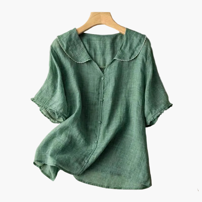 Damen Vintage Bluse mit Bubikragen – Luftig-leichter, eleganter Alltagsstil