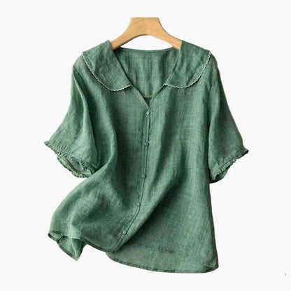 Damen Vintage Bluse mit Bubikragen – Luftig-leichter, eleganter Alltagsstil