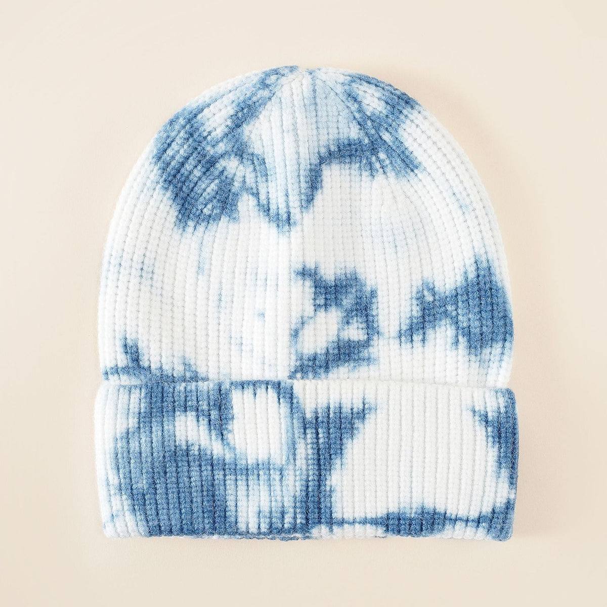 Unisex Beanie Mütze im Rippstrick mit Batik-Muster