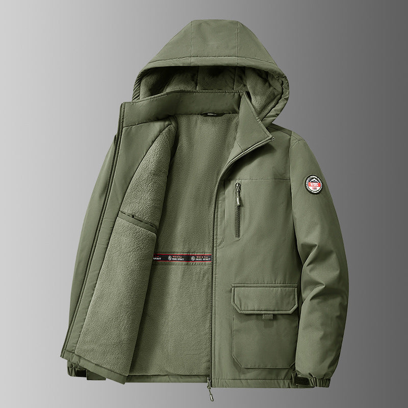 Herren Winterjacke mit Kapuze und Fleecefutter