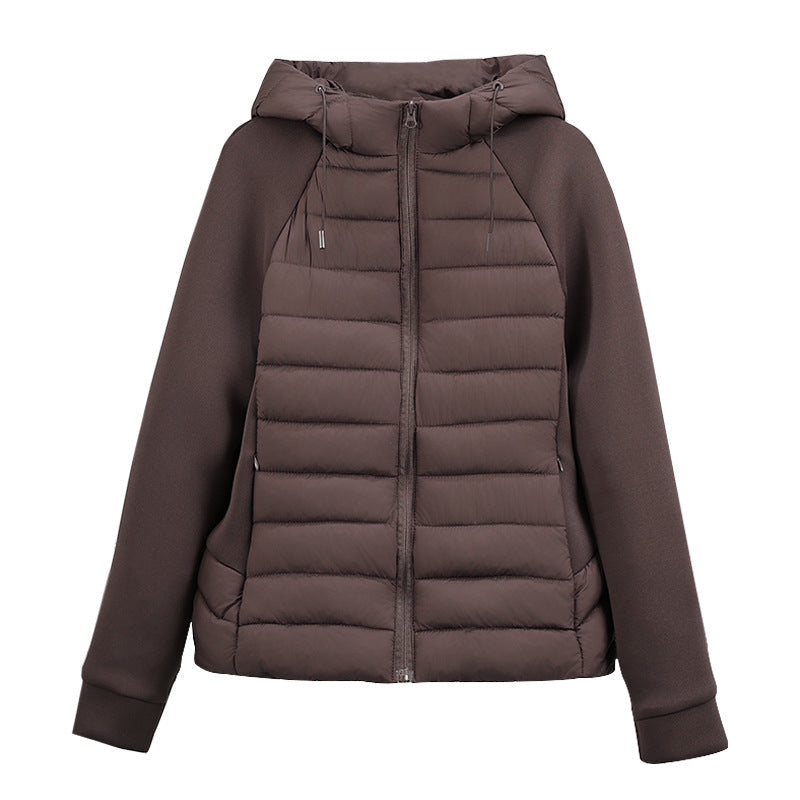 Damen Steppjacke mit Kapuze und Ärmeln aus weichem Material