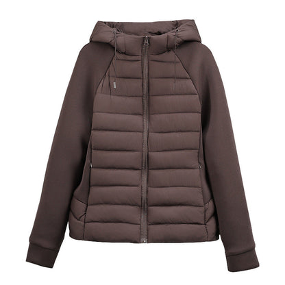 Damen Steppjacke mit Kapuze und Ärmeln aus weichem Material