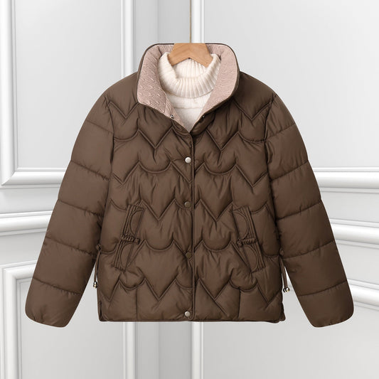 Gesteppte Damen Jacke mit Stehkragen und Wellenmuster