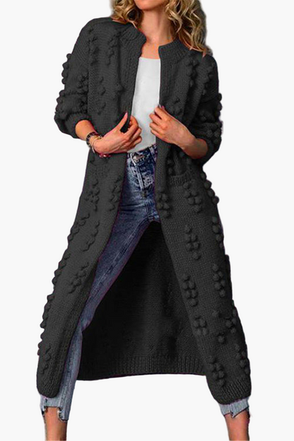 Damen Strickmantel Lang – Modischer Cardigan mit Struktur und Komfort für Alltag & Freizeit