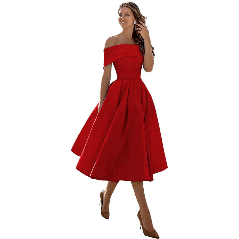 Elegantes Damen-Cocktailkleid mit schulterfreiem Design für festliche Anlässe