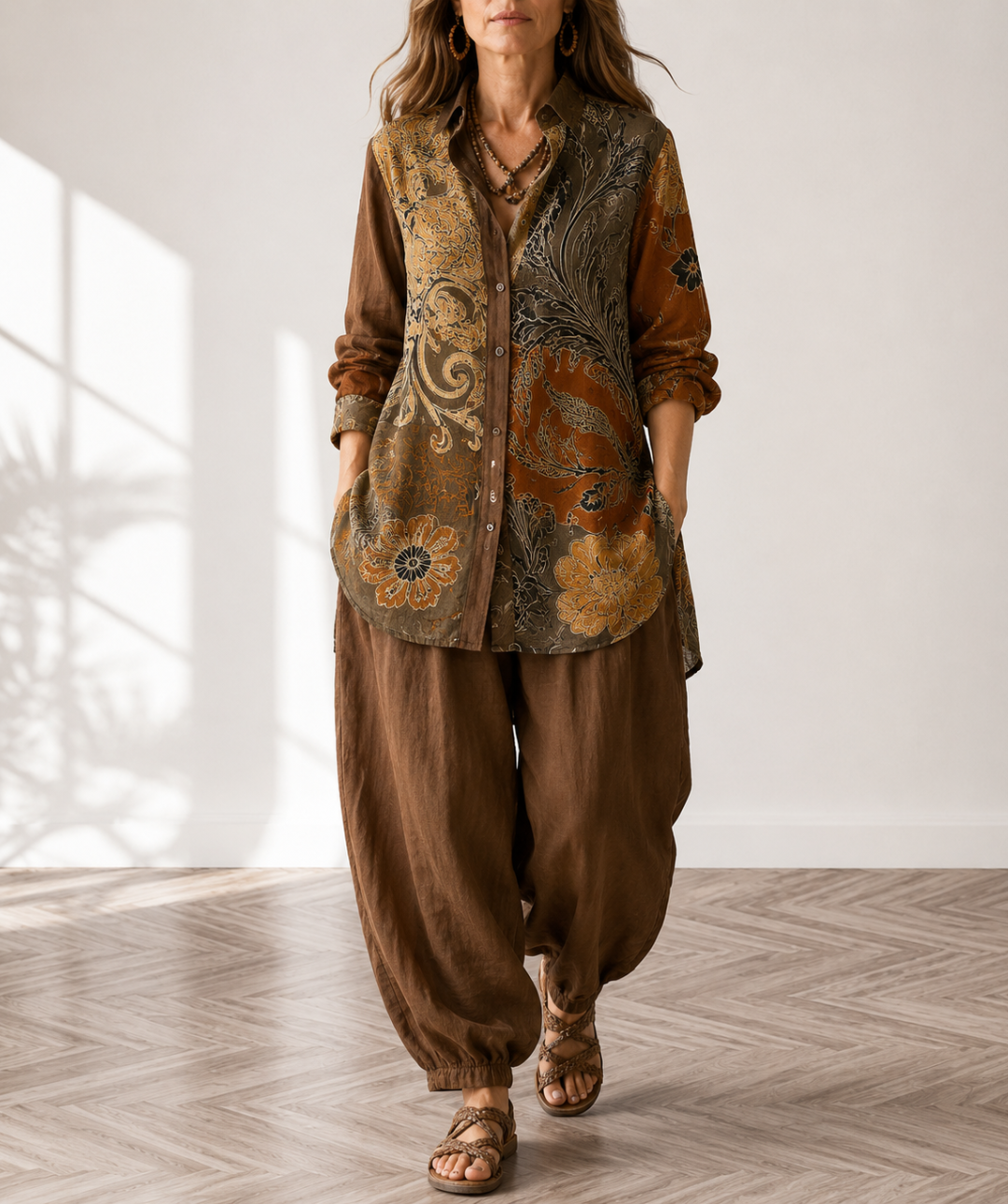 Damen Tunika-Set mit Blumen- und Paisleymuster & Haremshose