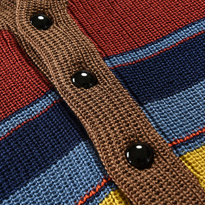 Herren Strickjacke gestreift mit Schalkragen und Knöpfen