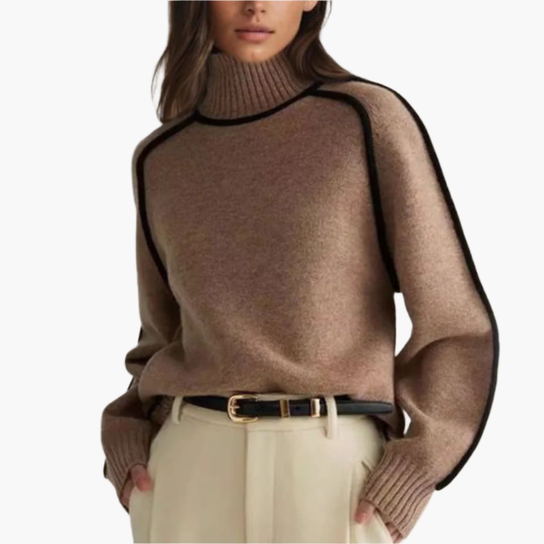 Damen Turtleneck Pullover – Moderner Strickpullover für Herbst und Winter, Elegant & Vielseitig