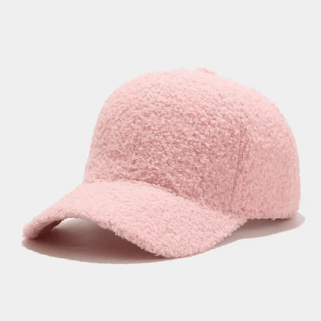 Baseballkappe aus weichem Teddy-Fleece, Unifarben, Verstellbar, Unisex